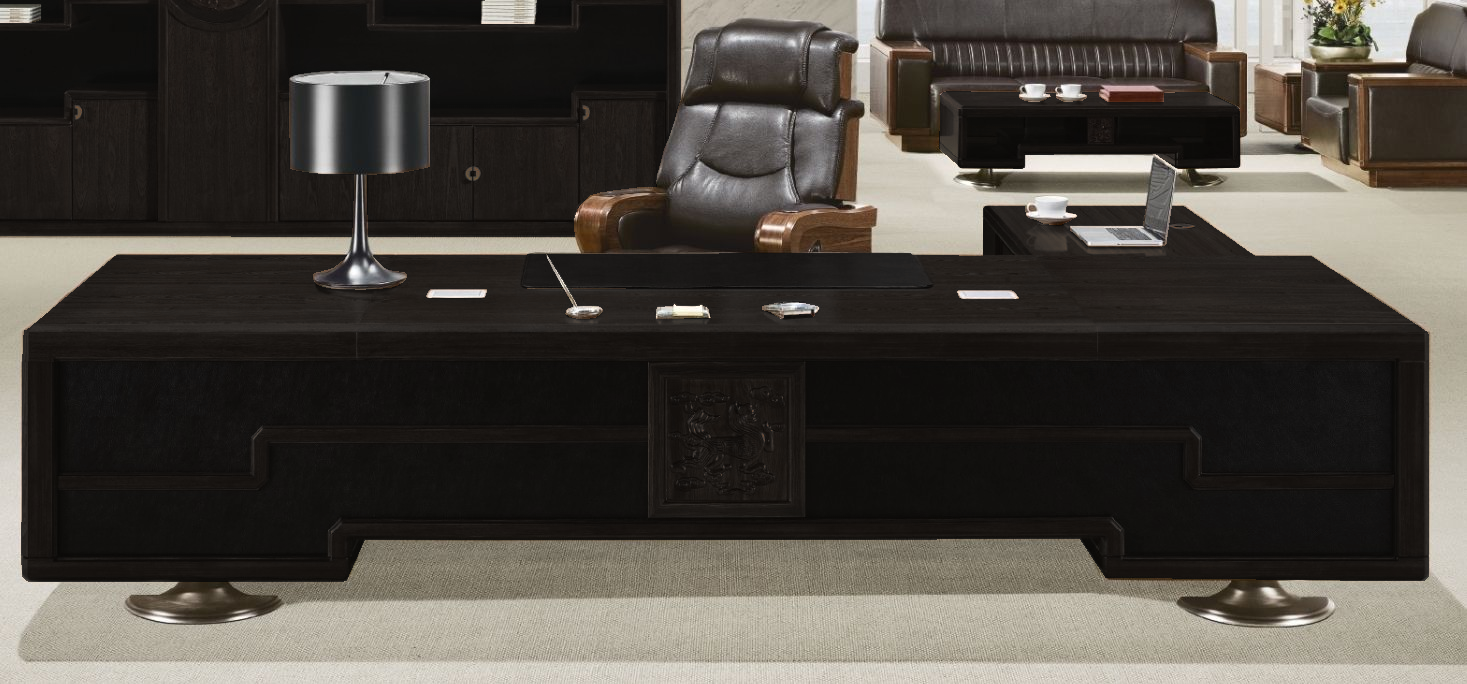 Luxury Large Executive Office Desk with Built in Storage and Side Return - 3200mm / 3400mm / 3600mm / 3800mm - P2N361